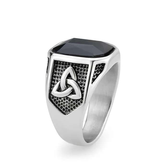 Rings Alamode TK3890 High polished no plating Stainless Steel Ring with Top Grade Crystal in Jet