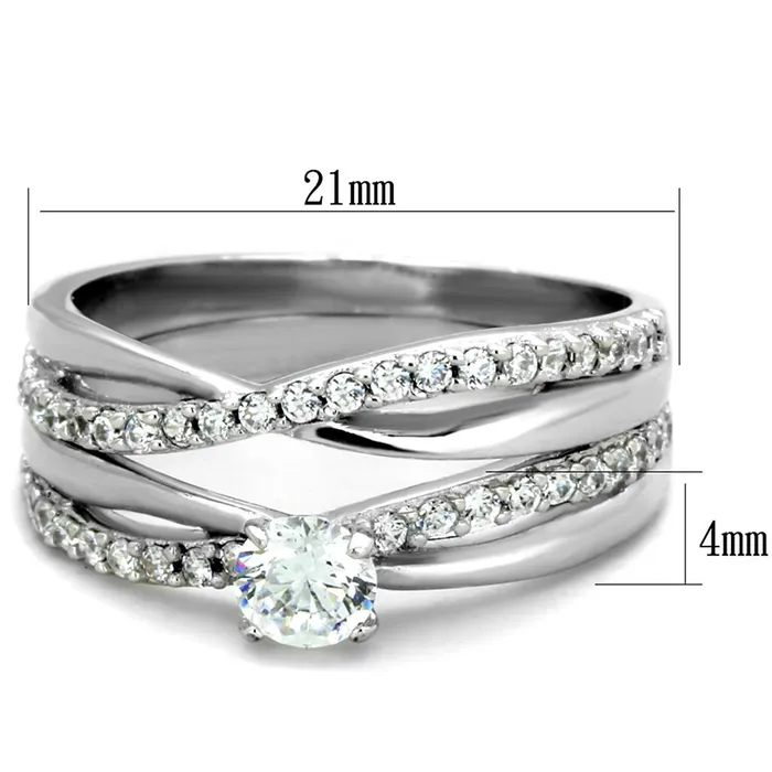 Rings Alamode TS396 Rhodium 925 Sterling Silver Ring with AAA Grade CZ in Clear