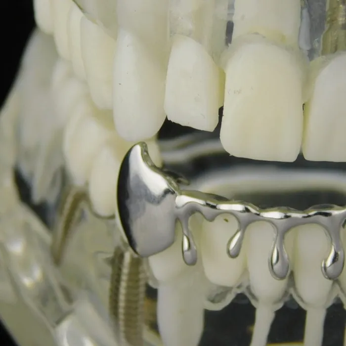 Rings Bling Cartel Admin Silver Tone Drip Bottom Teeth Vampire Fangs Grillz