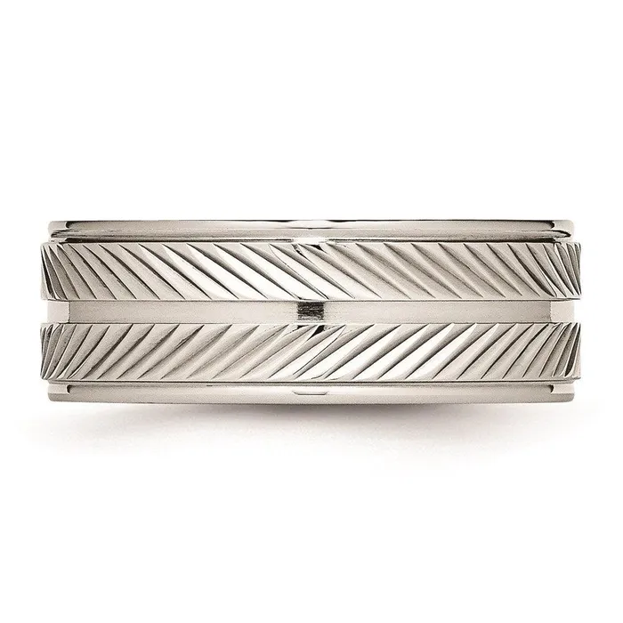 Rings Chisel Stainless Steel Polished Grooved Ring Rings Chisel Stainless Steel Polished Grooved Ring