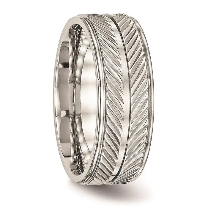 Rings Chisel Stainless Steel Polished Grooved Ring Rings Chisel Stainless Steel Polished Grooved Ring