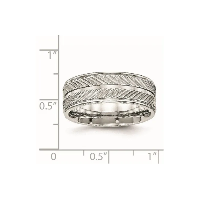 Rings Chisel Stainless Steel Polished Grooved Ring Rings Chisel Stainless Steel Polished Grooved Ring