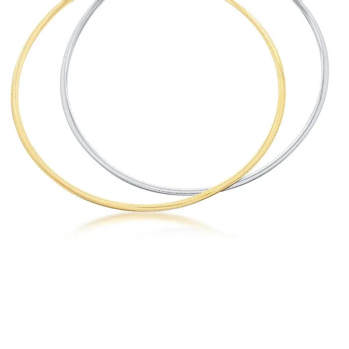 Rings Classic Sterling Silver 4mm TwoTone Reversible Omega Chain 18