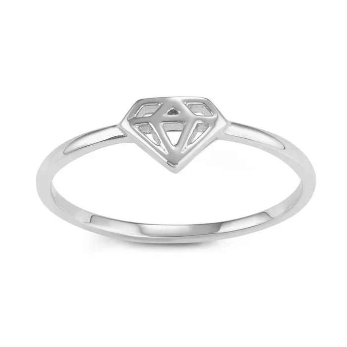 Rings Classic Womens Silver Tone Diamond Shaped Ring W1605 Classic