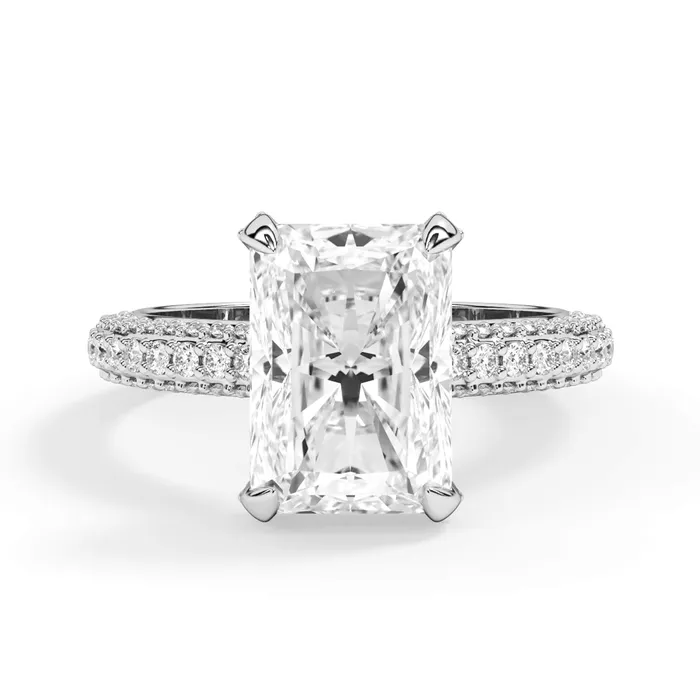 Rings deBebians Three Row Open Profile Diamond Basket Engagement Ring