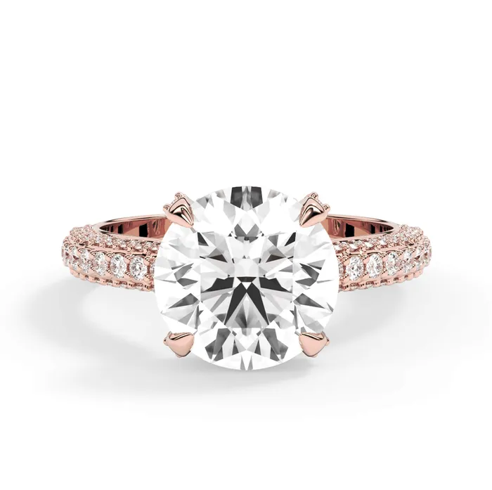 Rings deBebians Three Row Open Profile Diamond Basket Engagement Ring
