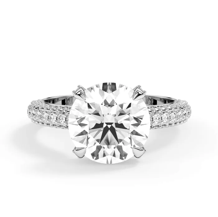 Rings deBebians Three Row Open Profile Diamond Basket Engagement Ring
