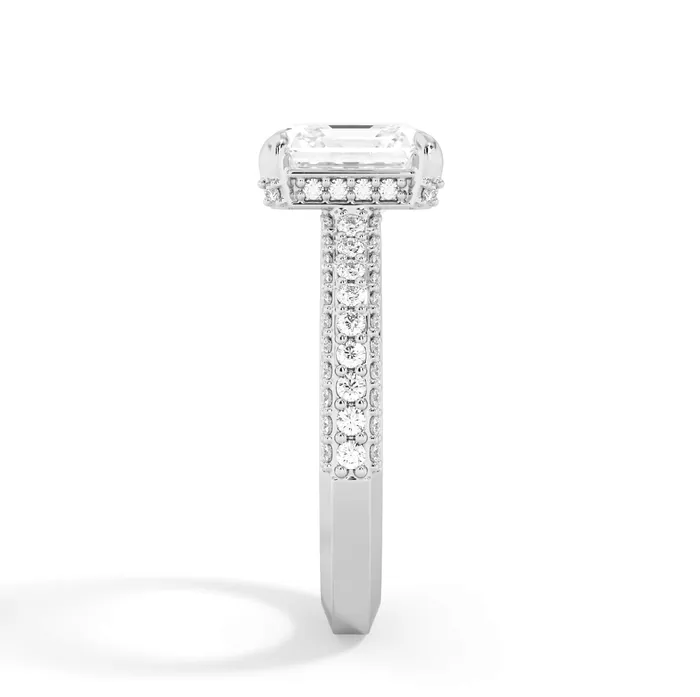 Rings deBebians Three Row Open Profile Diamond Basket Engagement Ring