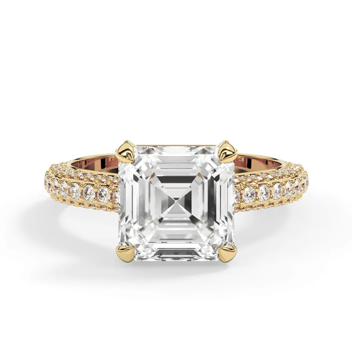 Rings deBebians Three Row Open Profile Diamond Basket Engagement Ring