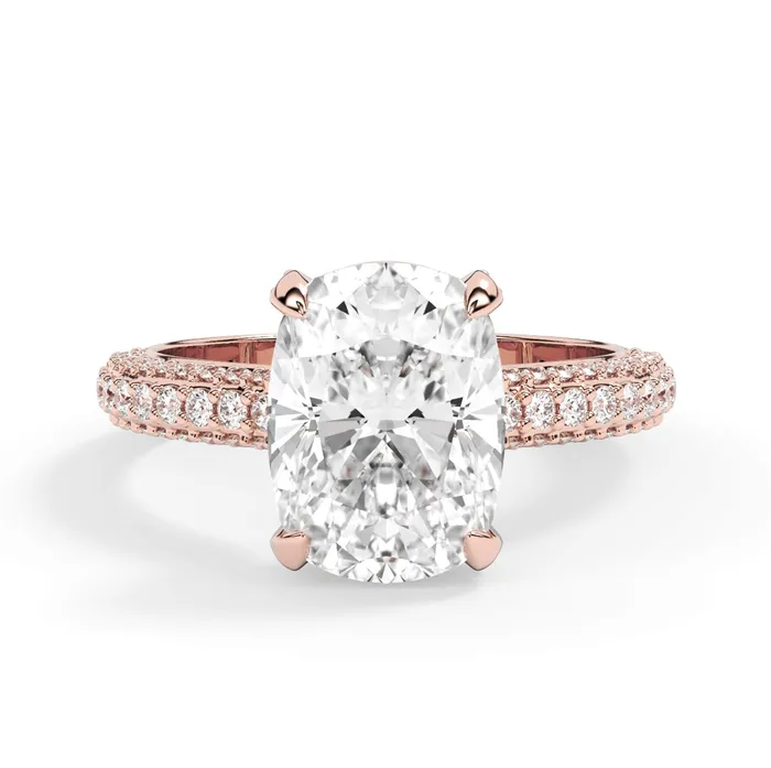 Rings deBebians Three Row Open Profile Diamond Basket Engagement Ring