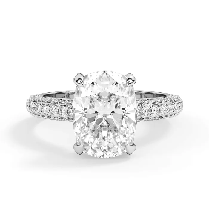 Rings deBebians Three Row Open Profile Diamond Basket Engagement Ring