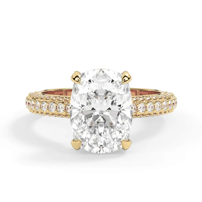 Rings deBebians Three Row Open Profile Diamond Basket Engagement Ring