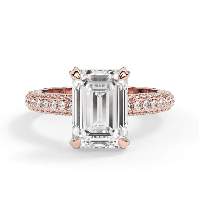 Rings deBebians Three Row Open Profile Diamond Basket Engagement Ring