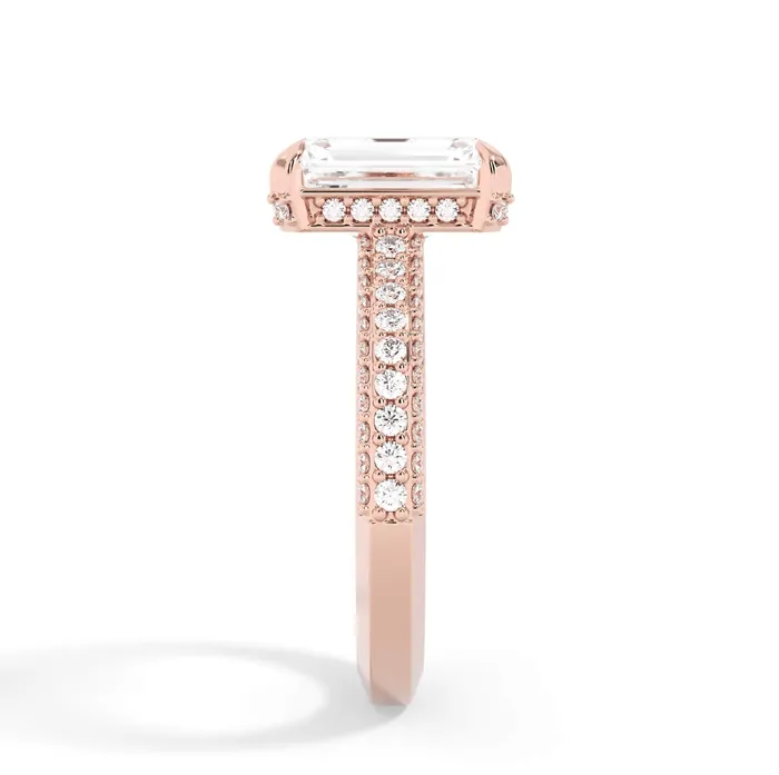 Rings deBebians Three Row Open Profile Diamond Basket Engagement Ring