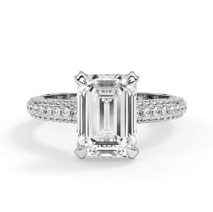 Rings deBebians Three Row Open Profile Diamond Basket Engagement Ring
