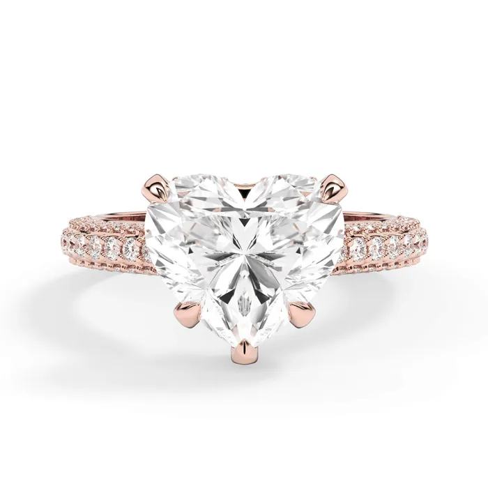 Rings deBebians Three Row Open Profile Diamond Basket Engagement Ring