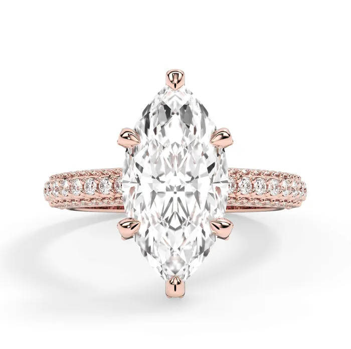 Rings deBebians Three Row Open Profile Diamond Basket Engagement Ring
