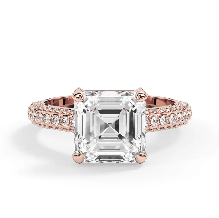 Rings deBebians Three Row Open Profile Diamond Basket Engagement Ring