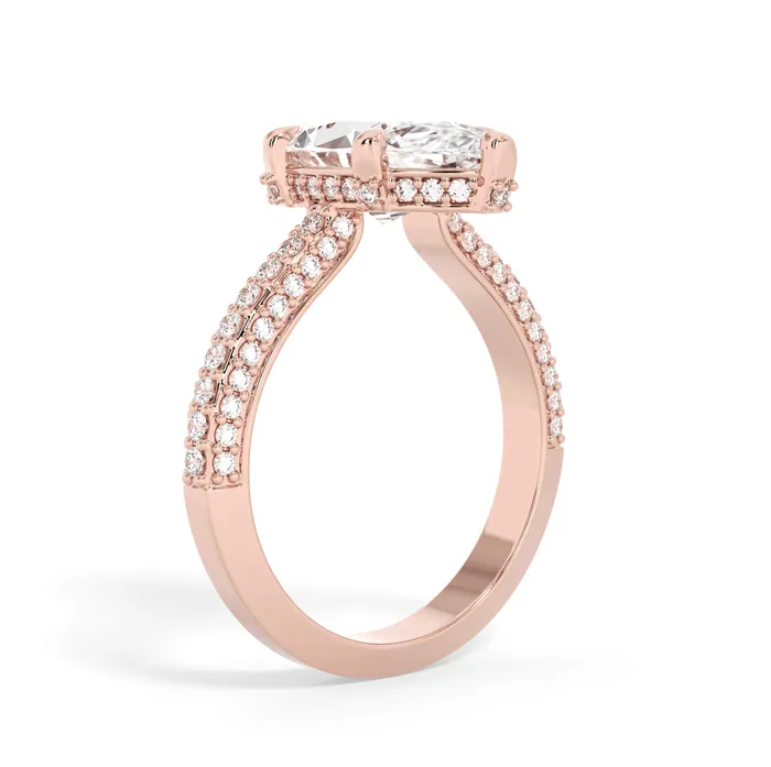 Rings deBebians Three Row Open Profile Diamond Basket Engagement Ring