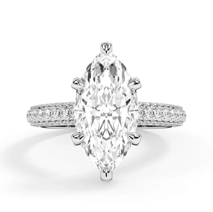 Rings deBebians Three Row Open Profile Diamond Basket Engagement Ring