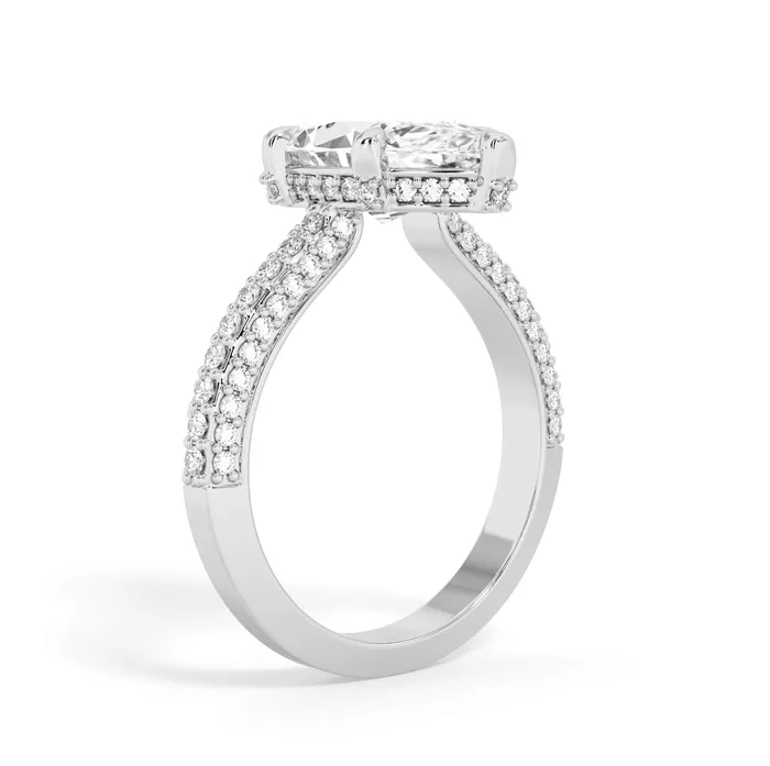 Rings deBebians Three Row Open Profile Diamond Basket Engagement Ring