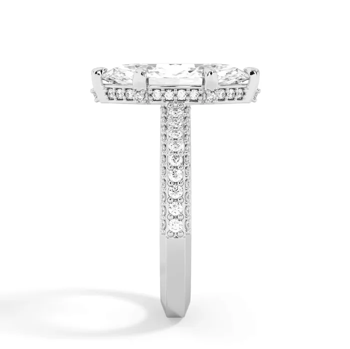 Rings deBebians Three Row Open Profile Diamond Basket Engagement Ring