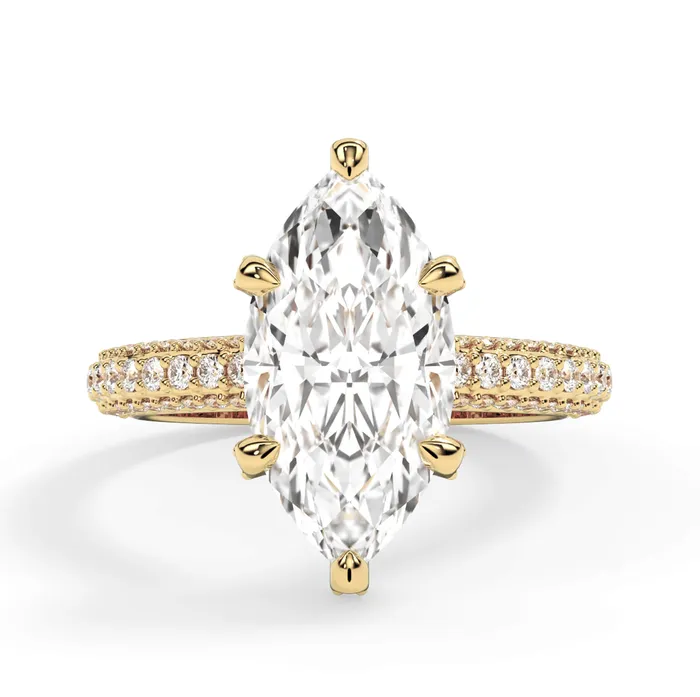 Rings deBebians Three Row Open Profile Diamond Basket Engagement Ring