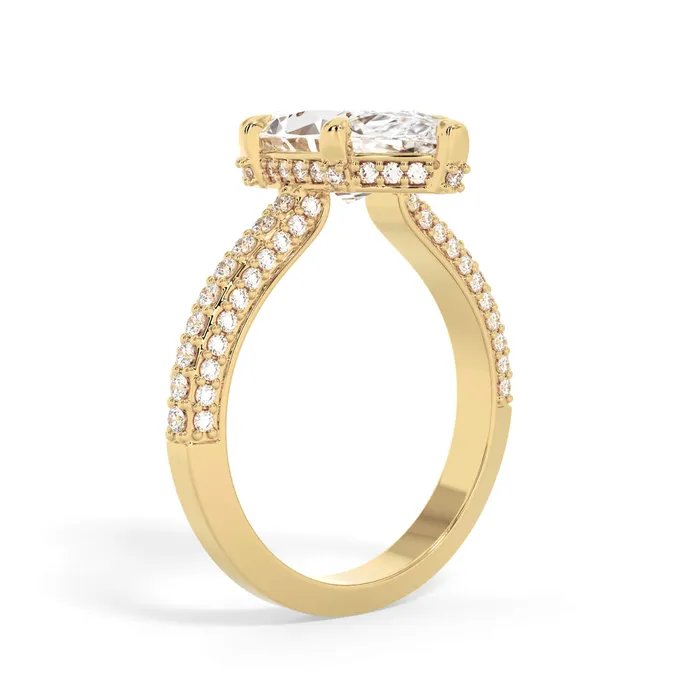 Rings deBebians Three Row Open Profile Diamond Basket Engagement Ring