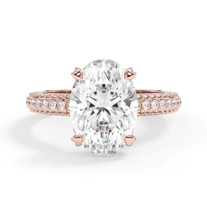 Rings deBebians Three Row Open Profile Diamond Basket Engagement Ring