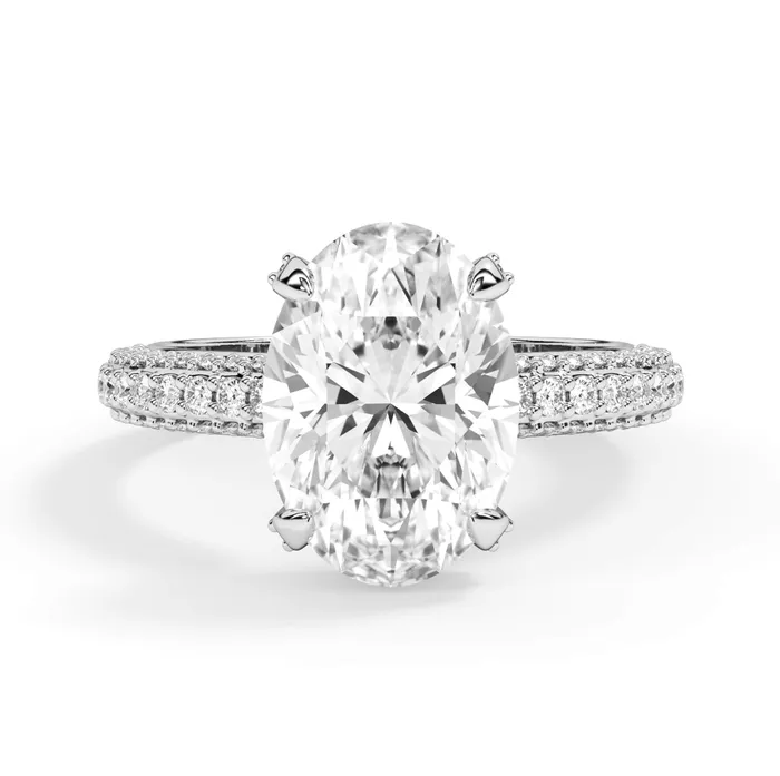 Rings deBebians Three Row Open Profile Diamond Basket Engagement Ring