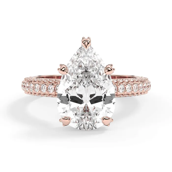 Rings deBebians Three Row Open Profile Diamond Basket Engagement Ring