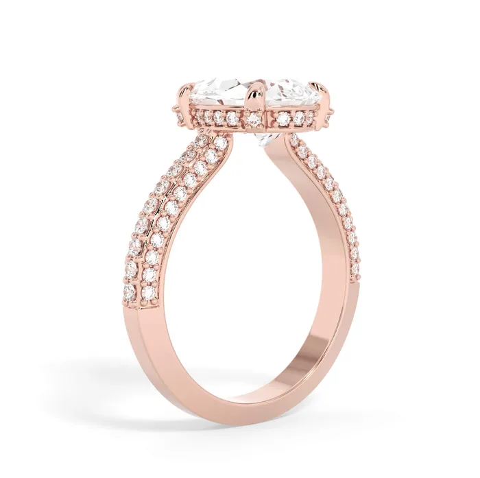 Rings deBebians Three Row Open Profile Diamond Basket Engagement Ring