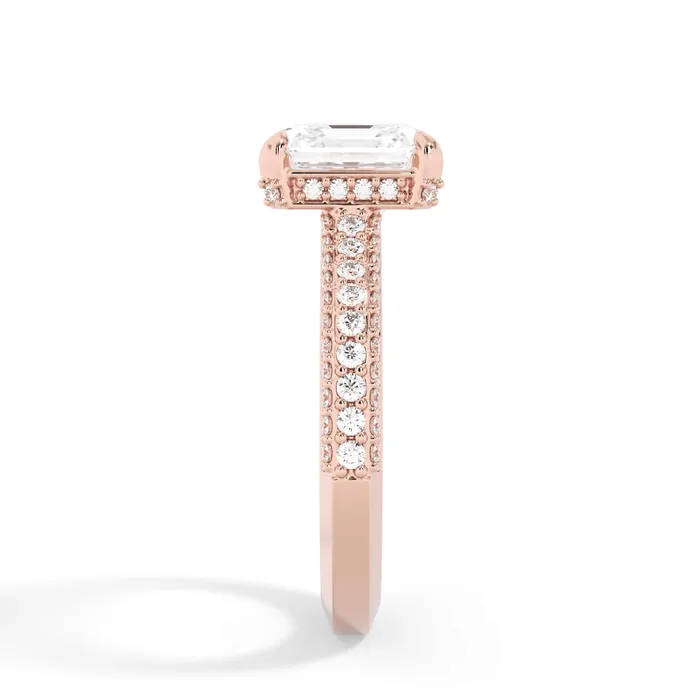 Rings deBebians Three Row Open Profile Diamond Basket Engagement Ring