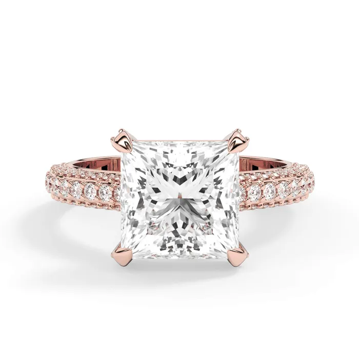Rings deBebians Three Row Open Profile Diamond Basket Engagement Ring