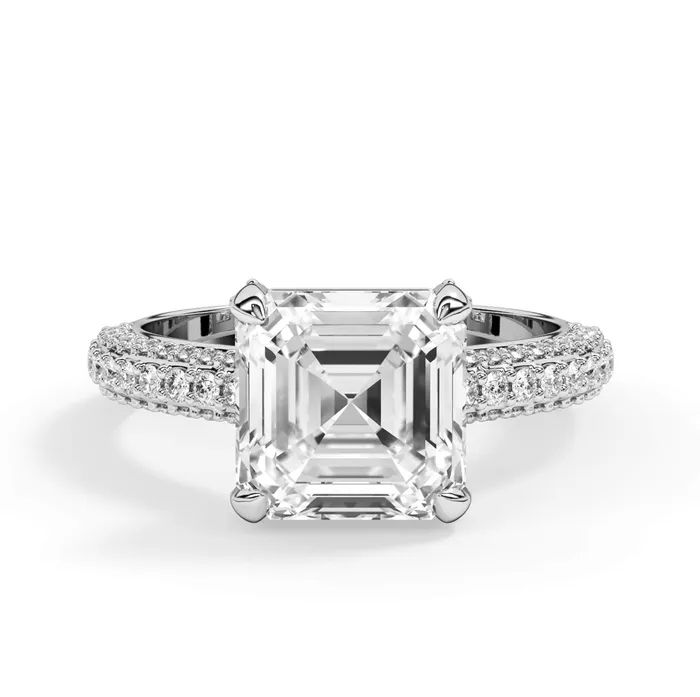 Rings deBebians Three Row Open Profile Diamond Basket Engagement Ring