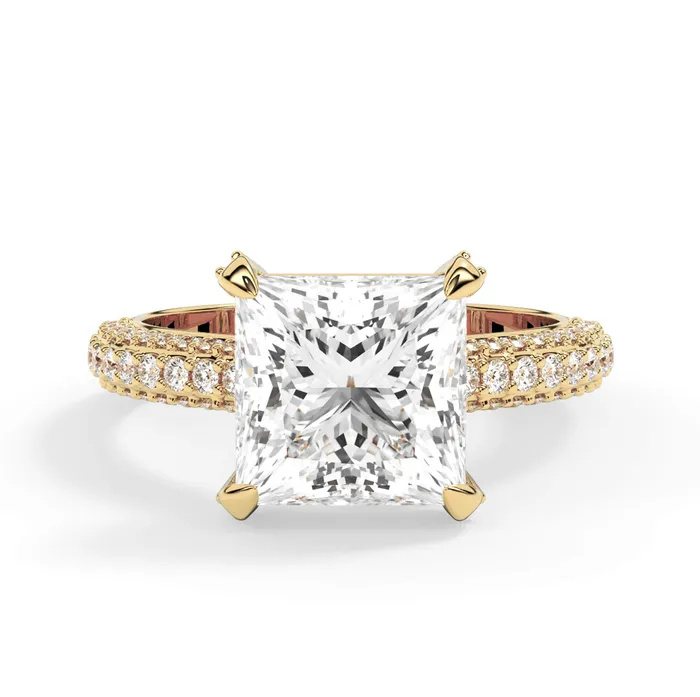 Rings deBebians Three Row Open Profile Diamond Basket Engagement Ring