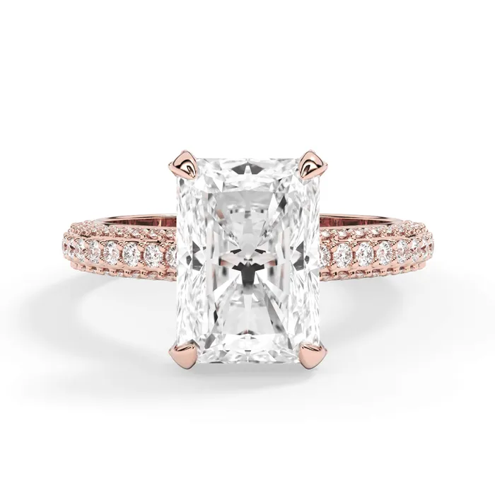 Rings deBebians Three Row Open Profile Diamond Basket Engagement Ring