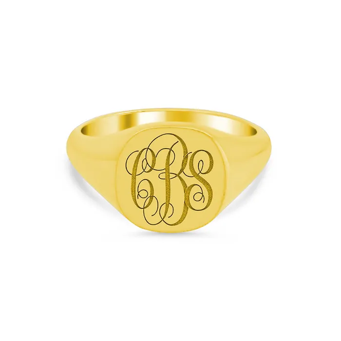 Rings deBebians Womens Square Signet Ring Medium Laser Engraved Script Monogram Rings deBebians Womens Square Signet Ring Medium Laser Engraved Script Monogram