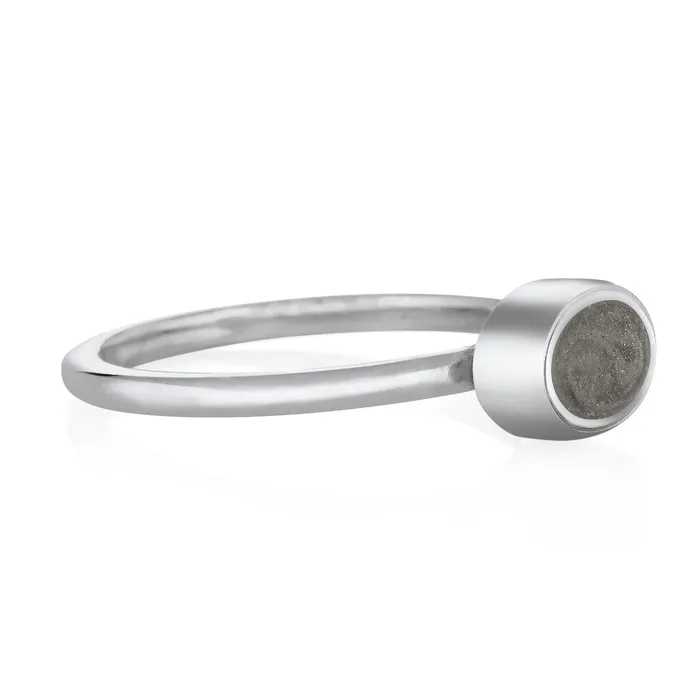Rings Lateral Oval Stacking Cremation Ring in 14K White Gold closebymejewelry