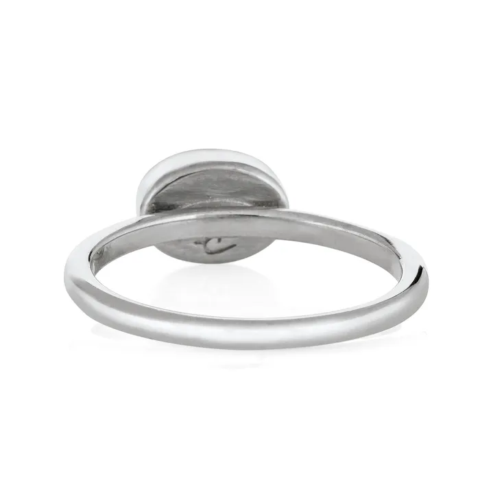 Rings Lateral Oval Stacking Cremation Ring in 14K White Gold closebymejewelry