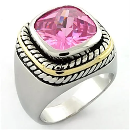 Rings LOA667 Rhodium Brass Ring with AAA Grade CZ in Rose Alamode