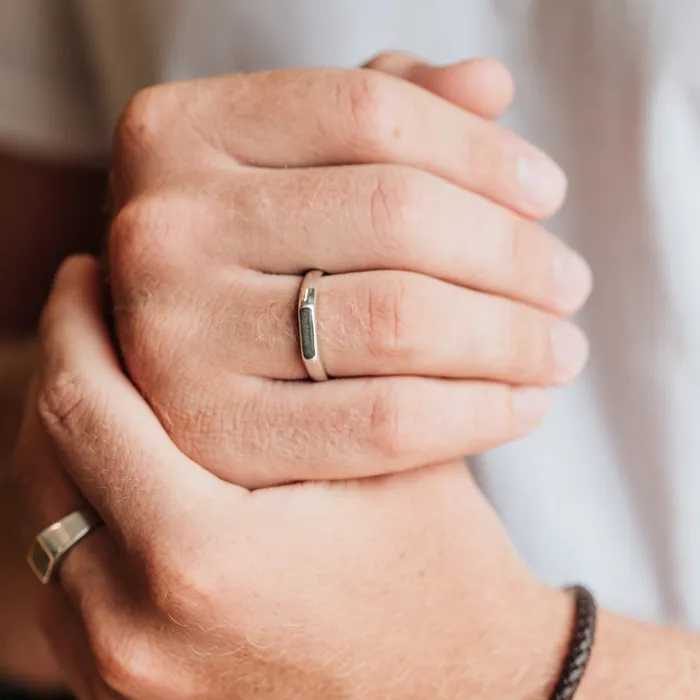 Rings Mens Smooth Band Cremation Ring in Sterling Silver closebymejewelry