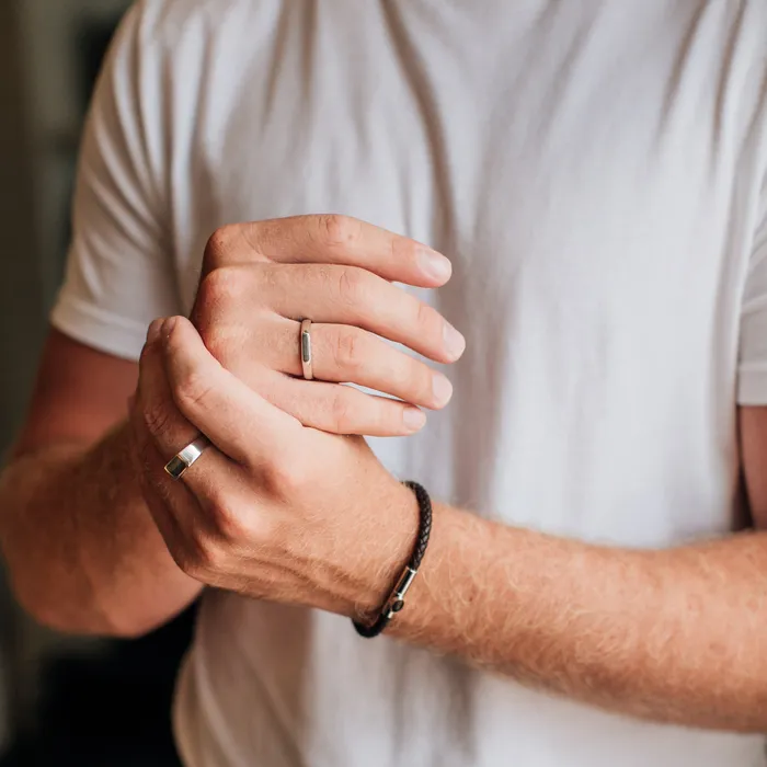 Rings Mens Smooth Band Cremation Ring in Sterling Silver closebymejewelry