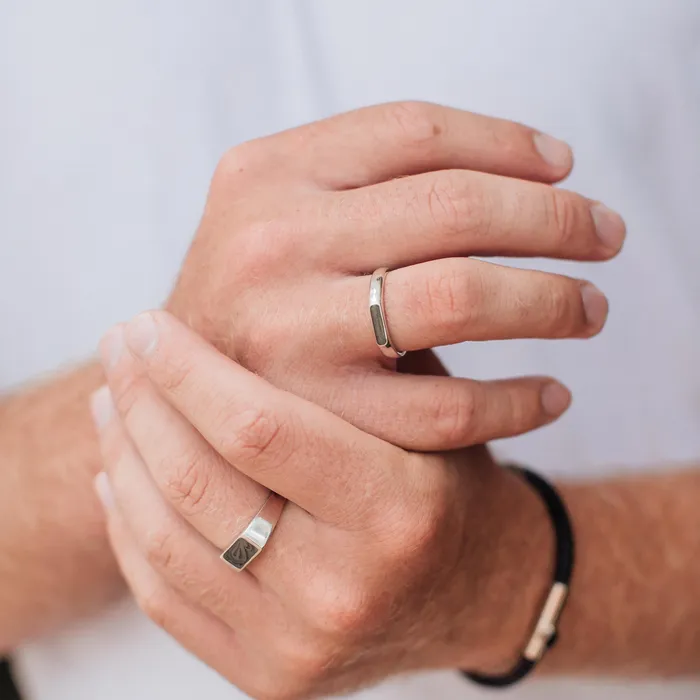Rings Mens Smooth Band Cremation Ring in Sterling Silver closebymejewelry
