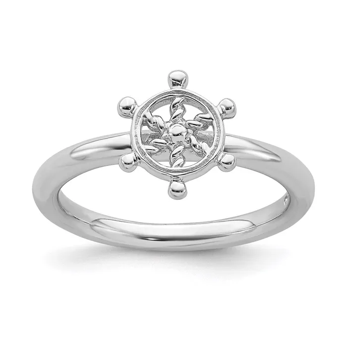 Rings Stackable Expressions Sterling Silver Stackable Expressions Rhodium Ships Wheel Ring QSK1944 Rings Stackable Expressions Sterling Silver Stackable Expressions Rhodium Ships Wheel Ring QSK1944