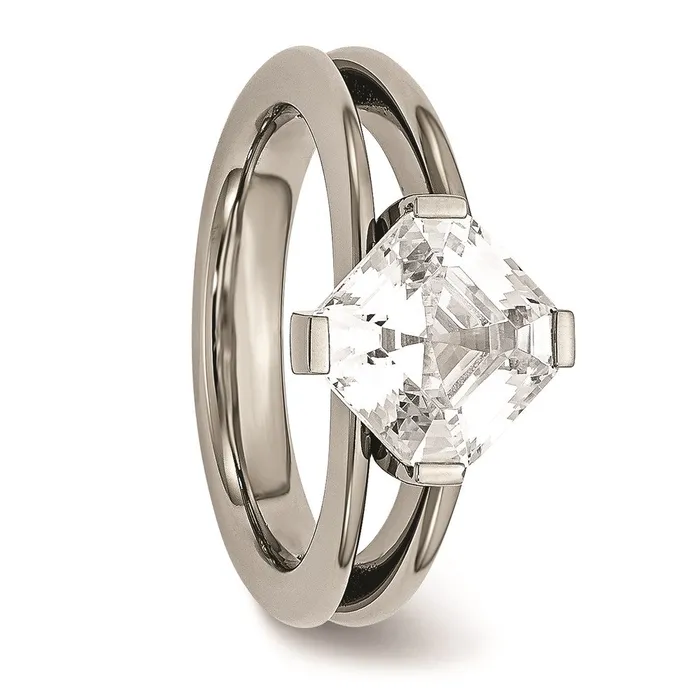 Rings Titanium CZ Ring TB375 Chisel Rings Titanium CZ Ring TB375 Chisel
