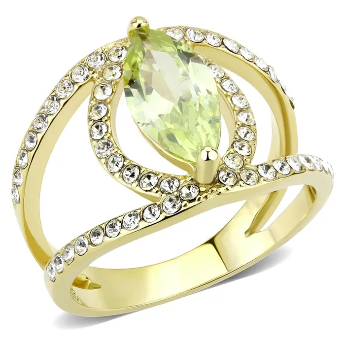 Rings TK3578 IP GoldIon Plating Stainless Steel Ring with AAA Grade CZ in Apple Green color Alamode Rings TK3578 IP GoldIon Plating Stainless Steel Ring with AAA Grade CZ in Apple Green color Alamode