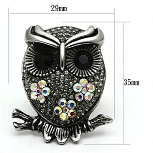 Rings TK603 High polished no plating Stainless Steel Ring with Top Grade Crystal in Smoked Quartz Alamode