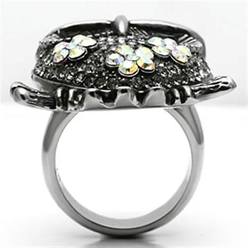 Rings TK603 High polished no plating Stainless Steel Ring with Top Grade Crystal in Smoked Quartz Alamode