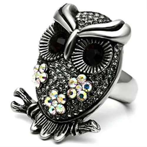 Rings TK603 High polished no plating Stainless Steel Ring with Top Grade Crystal in Smoked Quartz Alamode